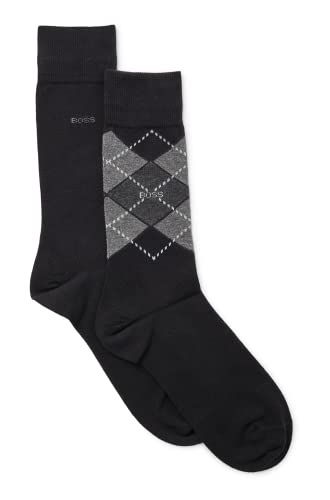BOSS Męskie skarpety 2P RS Argyle Col CC Regular Socks, czarne, 40-46, czarny, 46 EU