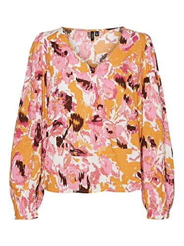 VERO MODA CURVE Vmlis Ls Top WVN Cur bluzka damska, Nugget/Aop:lis, 50