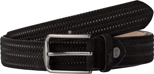 BRAX Męski pasek skórzany Haka w jodełkę z wytłoczonym paskiem, czarny, 130