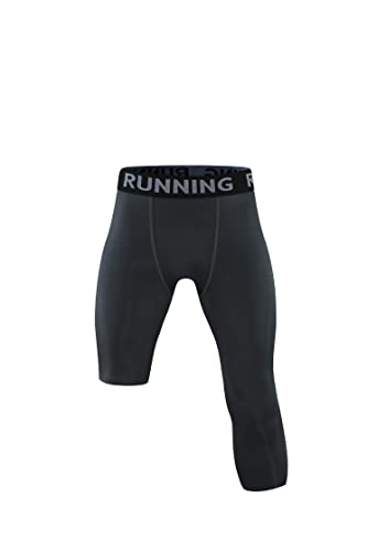 EULLA Legginsy sportowe męskie pojedyncze nogi elastyczne spodnie oddychające szybkie suszenie mężczyzn do koszykówki do biegania sportowe, Szary Kwiat, 3XL