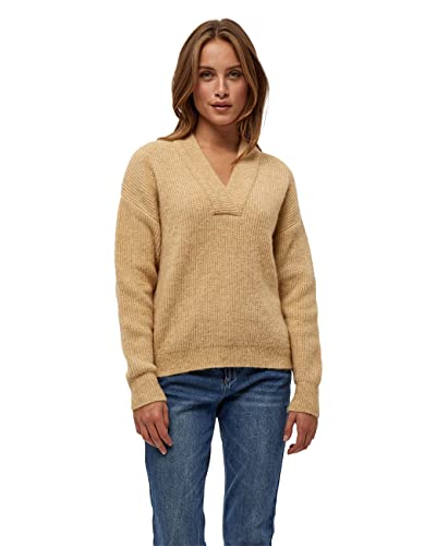 Peppercorn Damski sweter Penelope z dekoltem w serek, Ciepły piaskowy melanż, XXL