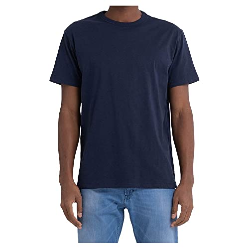 Replay T-shirt męski z krótkim rękawem z bawełny organicznej, 085 niebieski, S