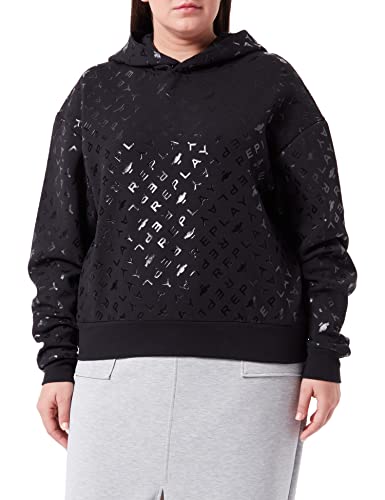 Replay Damska bluza z kapturem W3711, 010, czarna, XS (DE)