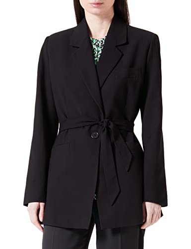 Armani Exchange Damski pasek z tyłu talii, internal All Over Logo Print, Front Pockets Blezer, Black, Extra Large, czarny, XXL