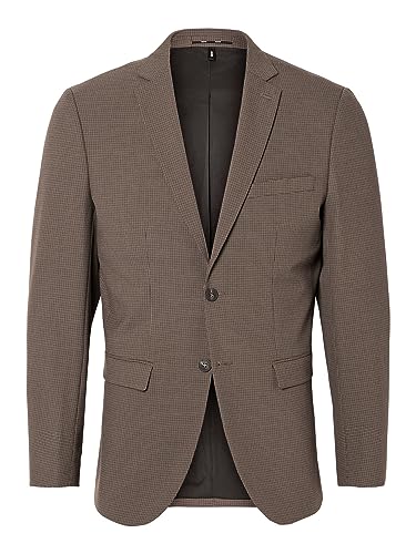 SELETED HOMME Męska marynarka Slhslim-Liam Mini Check BLZ Flex B Noos, Dark Olive/Checks: mini, 52