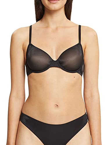 ESPRIT Bodywear Glossy Shimmer Underwire Bra biustonosz formowany, czarny, 80 D