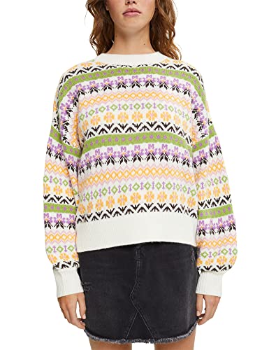 edc by ESPRIT Damski sweter 102CC1I311, 113/OFF White 4, XXL