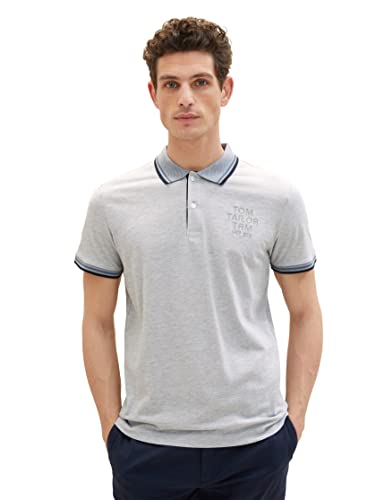 TOM TAILOR Męska koszulka polo 1037994, 15398-Light Stone Grey Melange, XL, 15398 – Light Stone Grey Melange, XL