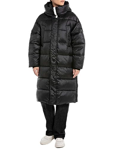 Replay Damski płaszcz zimowy, 098 BLACK, L