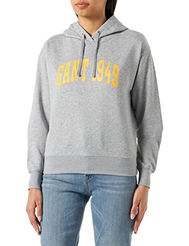 GANT Damska bluza z kapturem MD. Logo Hoodie Bluza z kapturem, szary melanż, L