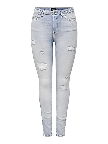 ONLY ONLFOREVER HIGH Life HW SK DS REA286NOOS dżinsy damskie, jasnoniebieski wybielany denim, XS / 30, Light Blue Bleached Denim, XS