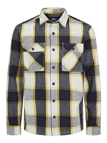 JACK & JONES Męska koszula Rddbrady Check Overshirt L/S Sn na czas wolny, Ceylon Yellow/Checks:comfort Fit, XXL