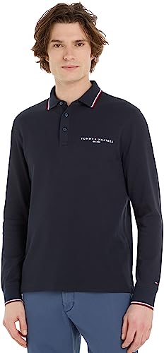 Tommy Hilfiger Męska koszulka polo Tipped Place L/S Slim, Pustynne niebo, XL