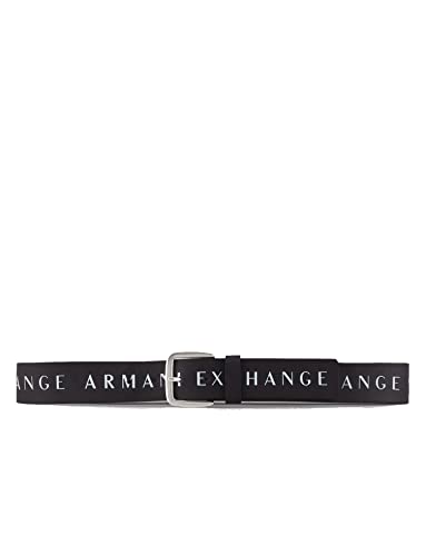 Armani Exchange Męski pasek z nadrukiem logo, czarny/złamana biel, 30