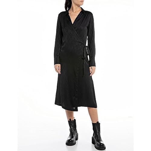 Replay Damska sukienka kopertowa, 098 BLACK, L