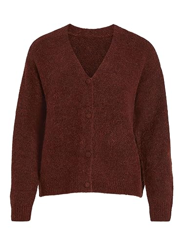 Vila Women's VIJAMINA Oversize L/S Knit kardigan-NOOS kurtka dzianinowa, Fired Brick/Szczegóły: melanż, S, Fired Brick/Szczegóły: melanż, S