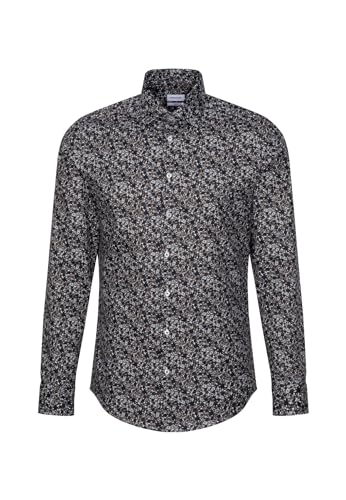 Seidensticker Męska koszula slim fit z długim rękawem, brązowy, 36