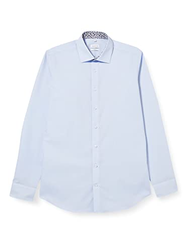 Seidensticker Męska koszula biznesowa - ekstra slim fit - nie wymaga prasowania - kołnierz kent - długi rękaw - 100% bawełna, jasnoniebieski, 39