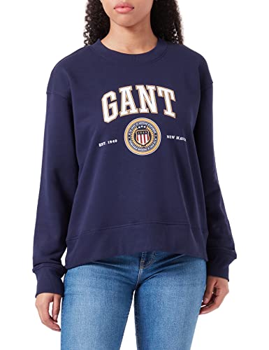 GANT Damski sweter D1. Crest Shield C-Neck Sweat Pulower, Classic Blue, XL