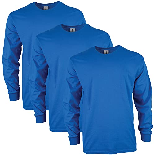 Gildan T-shirt Dla mężczyzn Bluzka z długim rękawem bawełniana Ultra, styl G2400 królewski błękit (3-pak) ,XL