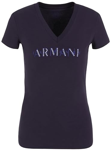 Armani Exchange Damska koszulka z logo z dekoltem w serek, Soul, XL