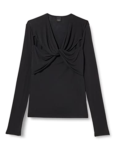 Pinko Damska koszula MALLEABILE Maglia Jersey Modal Henley, Z99_Nero Limousine, XXL, Z99_nero limuzyna, XXL
