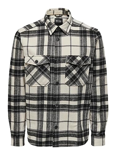 ONLY & SONS Męska koszula Onsmilo Life Ovr Check Ls Noos z długim rękawem, granatowy, M