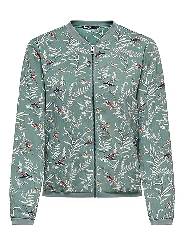 ONLY Onlvic Bomber Jacket AOP Ptm damska kurtka bomberka, Chinois Green/AOP: WILD BIRDS, 36