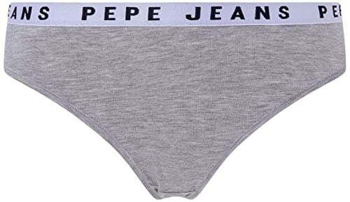 Pepe Jeans Damskie logo stringi styl bikini, bielizna szara Marl, L, Szary melanżowy, L