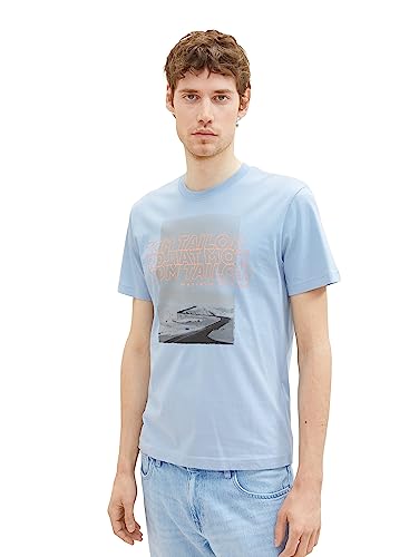 TOM TAILOR T-shirt męski z nadrukiem fotograficznym, 26320 - Stonington Blue, M
