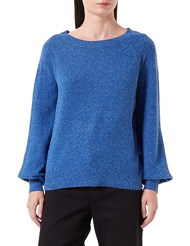 VERO MODA Vmbrilliant Ls Boatneck Blouse Ga sweter damski, Beaucoup Blue/Szczegóły: melanż, L