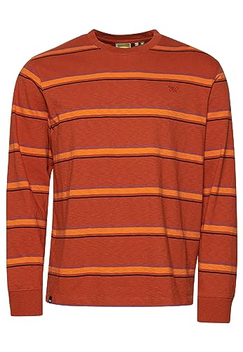 SUPERDRY Vintage Textured Stripe LS Top M6010744A Smoked Cinnamon Brown Stripe XL Męskie, Smoked Cinnamon Brown Stripe, XL
