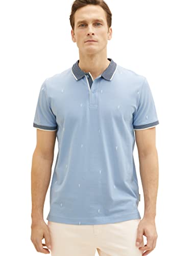 TOM TAILOR Męska koszulka polo ze wzorem, 31968 - Blue Tonal Scattered Design, XL