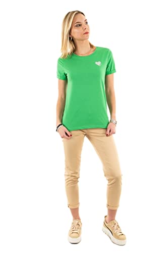ONLY Onlkita S/S Logo Top Noos koszulka damska, Kelly Green/Print: silver Glitter Heart, M