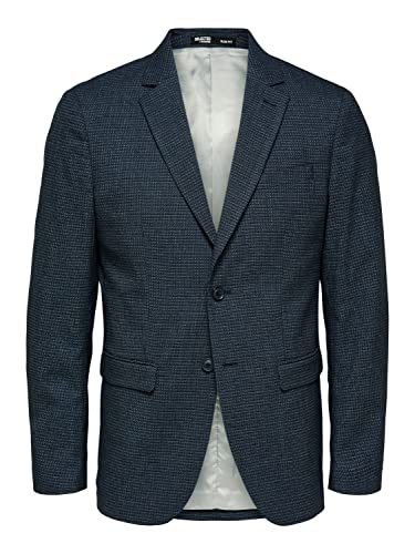 SELETED HOMME Męska marynarka Slhslim-Wells Structure BLZ B Noos Blazer, Navy Blazer/Detail:Structure, 56