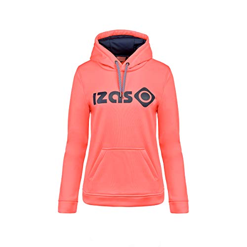 IZAS - Damska bluza z kapturem Duero -100% poliester, wygodna i trwała, idealna do wędrówek i gór., Fluor koralowy, S
