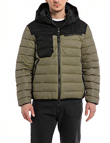 Replay Męska kurtka zimowa z kapturem, Army Green 235, L