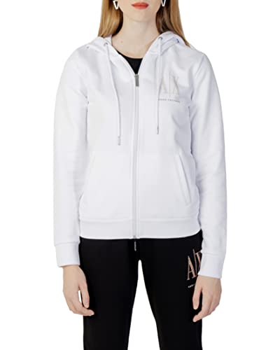 Armani Exchange Bluza damska Studded Icon Zip Up Hooded, biały (Optic White), S