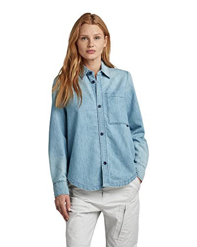G-STAR RAW Koszulka damska z długim rękawem 1-kieszeniowa, niebieska (Sun Faded Cadet Blue D303-D897), XS, niebieski (Sun Faded Cadet Blue D303-d897), XS