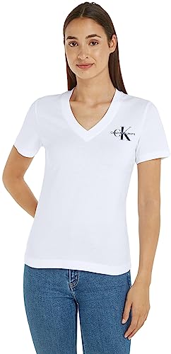 Calvin Klein Jeans S/S dzianinowe topy białe, biały, 3XL