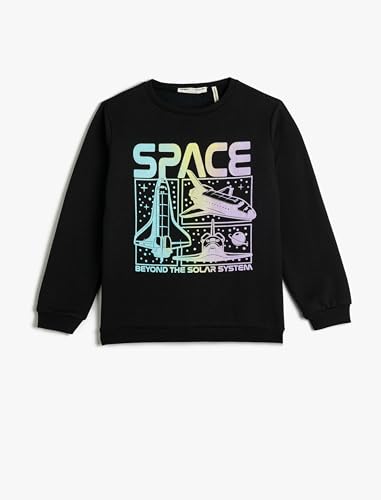 Koton Bluza chłopięca z długim rękawem Crew Neck Printed, Granatowy (704), 6�7 lat