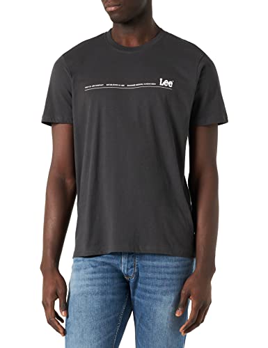 Lee Męski t-shirt z logo marki SMAL, Washed Black, rozmiar XXL, Washed Black, XXL