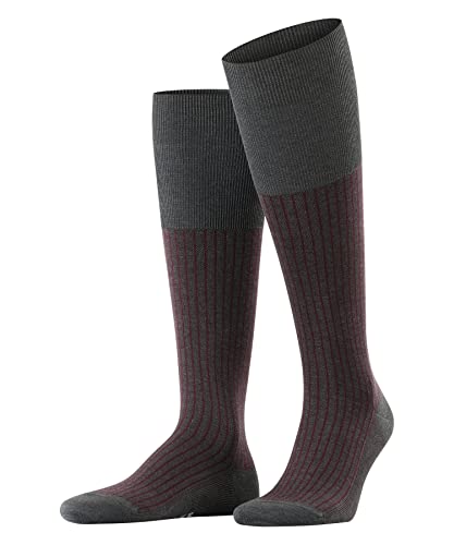 FALKE Mężczyźni Skarpety Oxford Stripe M SO Bawełna z wzorem 1 Para, Szary (Anthracite Melange 3096), 45-46