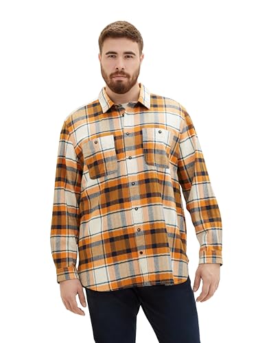 TOM TAILOR Koszula męska plus size, 33848 – pomarańczowa koniakowa wielokolorowa kratka, 3XL
