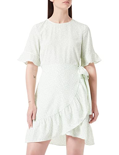 VERO MODA Damska sukienka przewijana, Pastel Green/Aop:mini Henna Vic, S