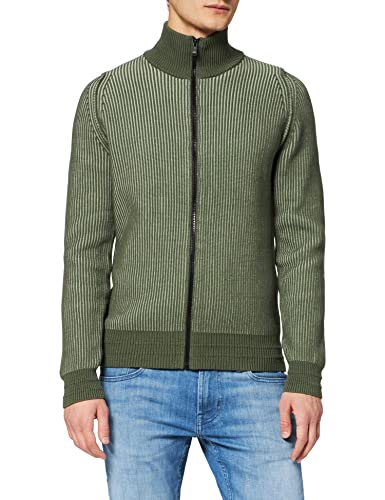 BOSS Męski kardigan Apoker z zamkiem błyskawicznym z mieszanki bawełny organicznej, ZIELONY, M