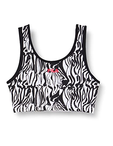 Fila Dziewczęca koszulka Bona Cropped AOP Top Cami, Jasna biała abstrakcyjna zebra Aop, 158-164