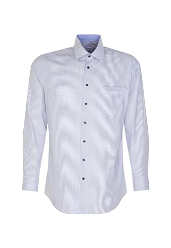 Seidensticker Męska koszula z długim rękawem o regularnym kroju, niebieski, 44