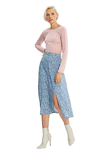 TRENDYOL Frau Midi A-line A-line Spódnica, niebieski, 38
