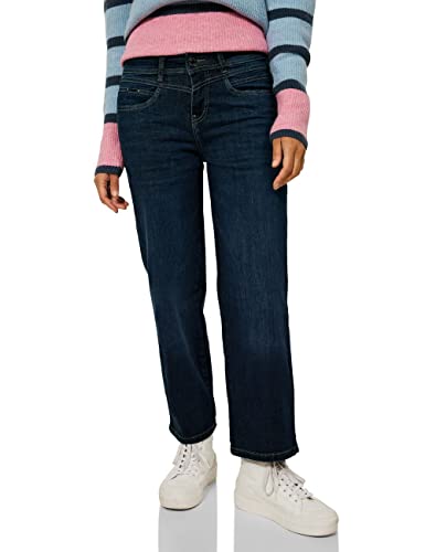 Street One Damskie spodnie jeansowe Straight, Dark Blue Denim Washed, 25W / 28L